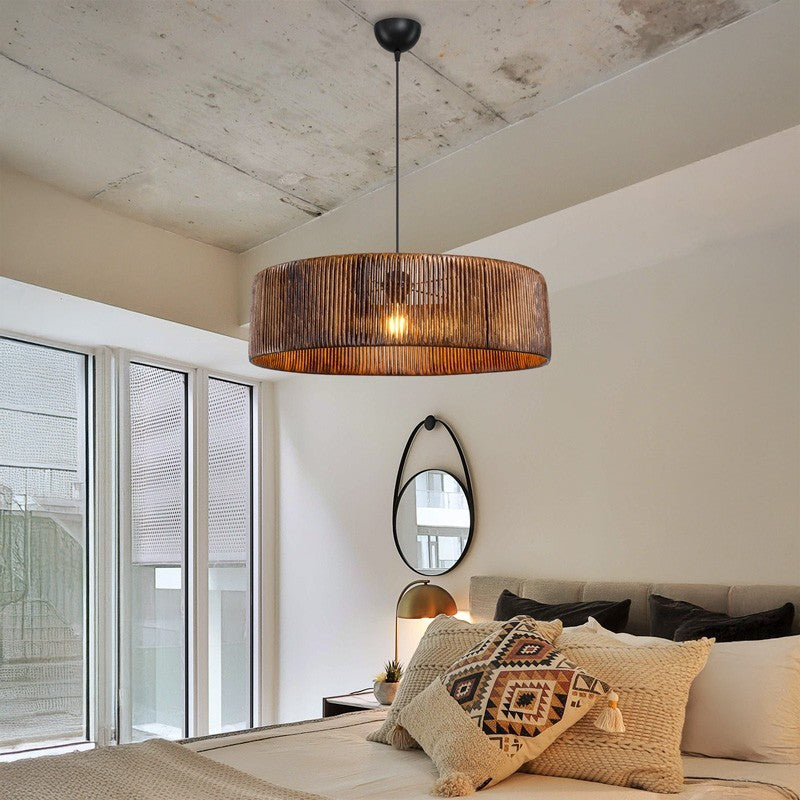 Suspension luminaire plafonnier avec abat-jour marron 55x20cm