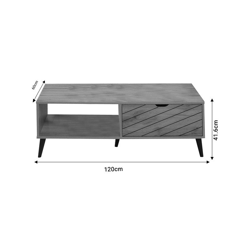 Table basse bois mélamine Sonoma 120 x 60 x 41,6 cm