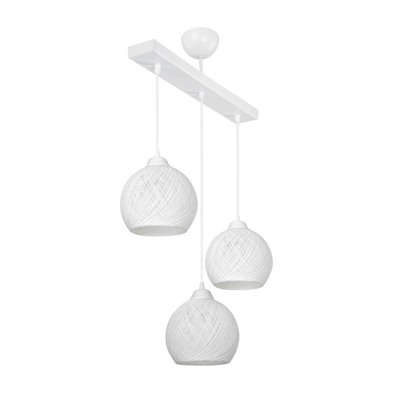 Suspension luminaire plafonnier trois lumières E27 blanche 50x18x85 cm