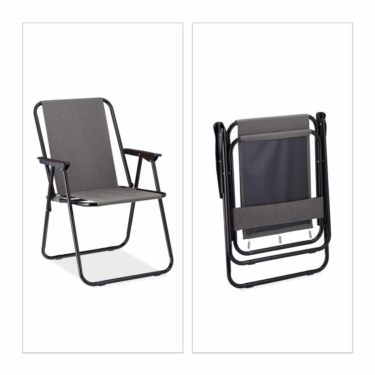 Chaise De Camping Pliable Fauteuil En Metal Et Textilene Gris Anthracite 53x55xh75 cm