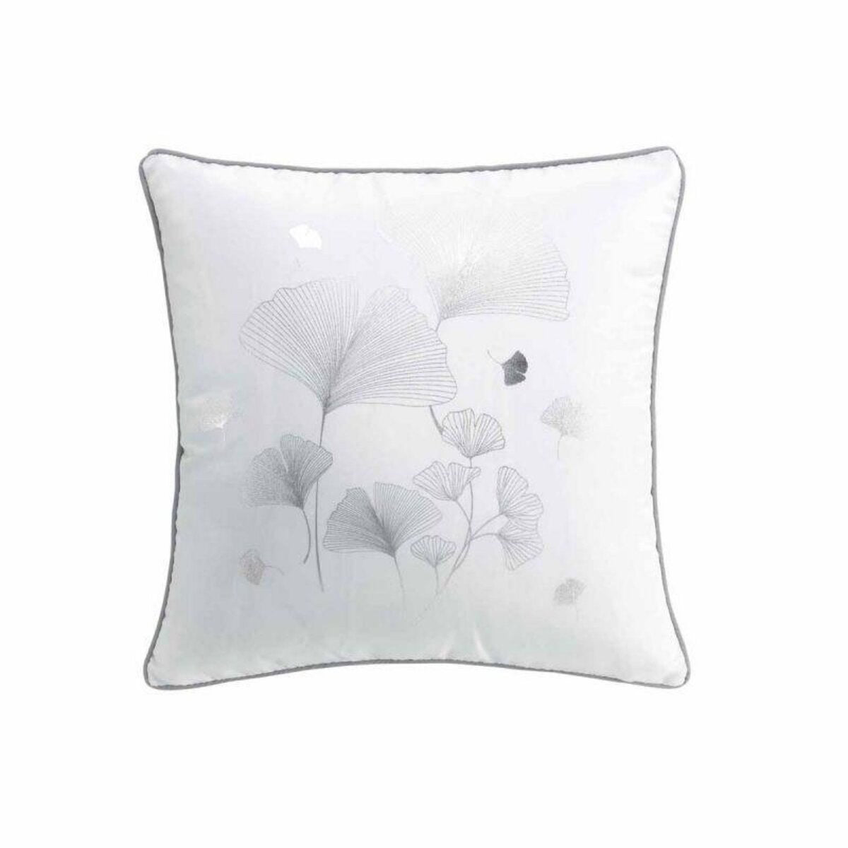 Coussin Déco Imprimé Bloomy 40x40cm Blanc