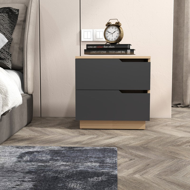 Table de chevet en bois marron antharcite 48x40x48 cm