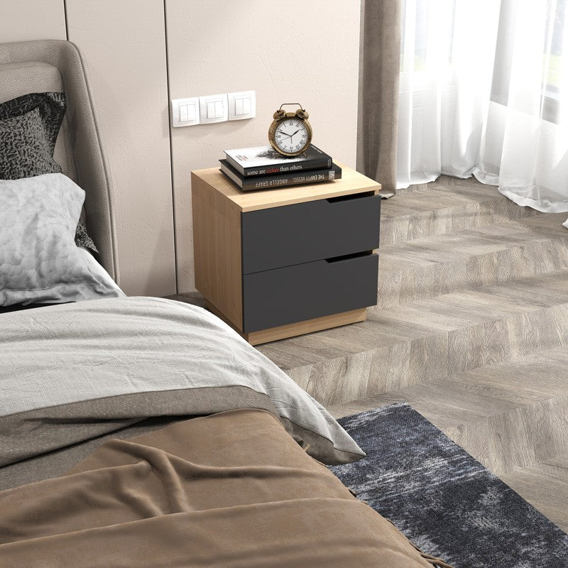 Table de chevet en bois marron antharcite 48x40x48 cm