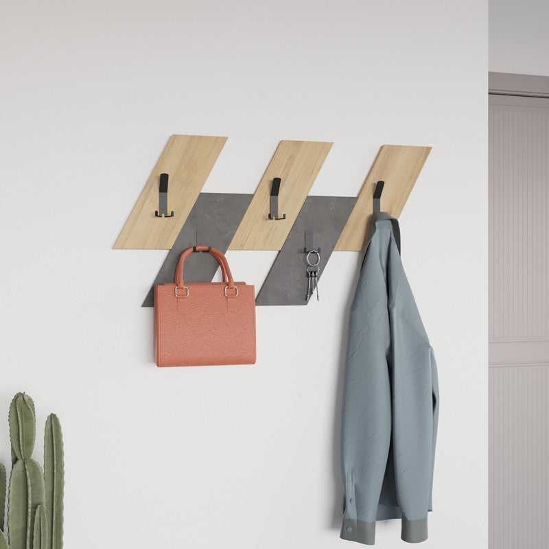 Porte manteau mural bois  gris  75,2x1,8x45,3 cm