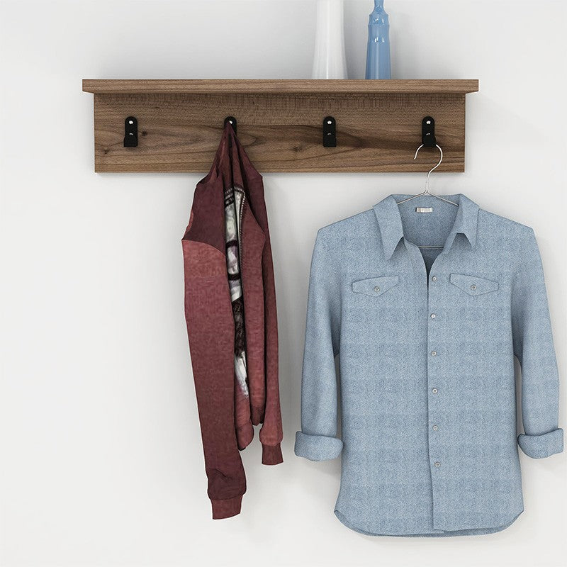 Porte manteau mural bois marron 60x16x14,5 cm