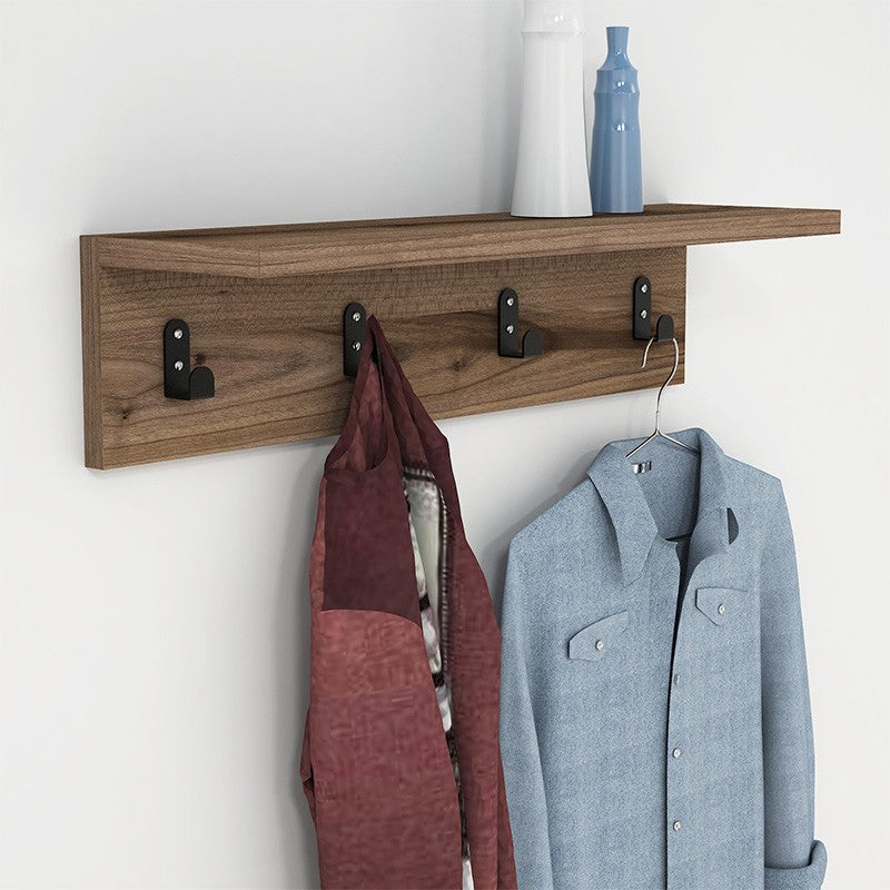 Porte manteau mural bois marron 60x16x14,5 cm