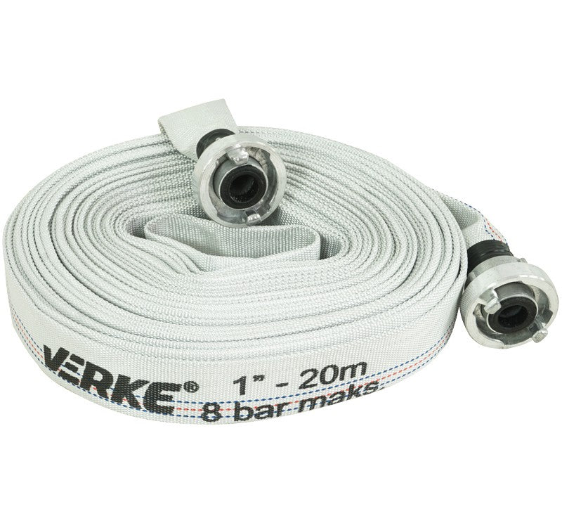 Tuyau d'incendie pompe 1" x 20 m avec raccords