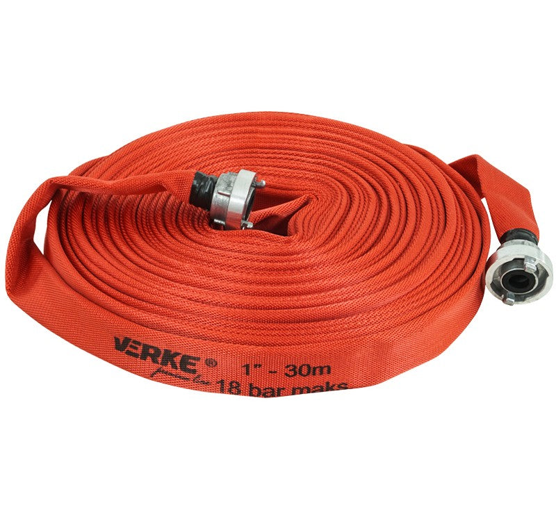 Tuyau d'incendie 1" x 30 m 18 bars avec raccords